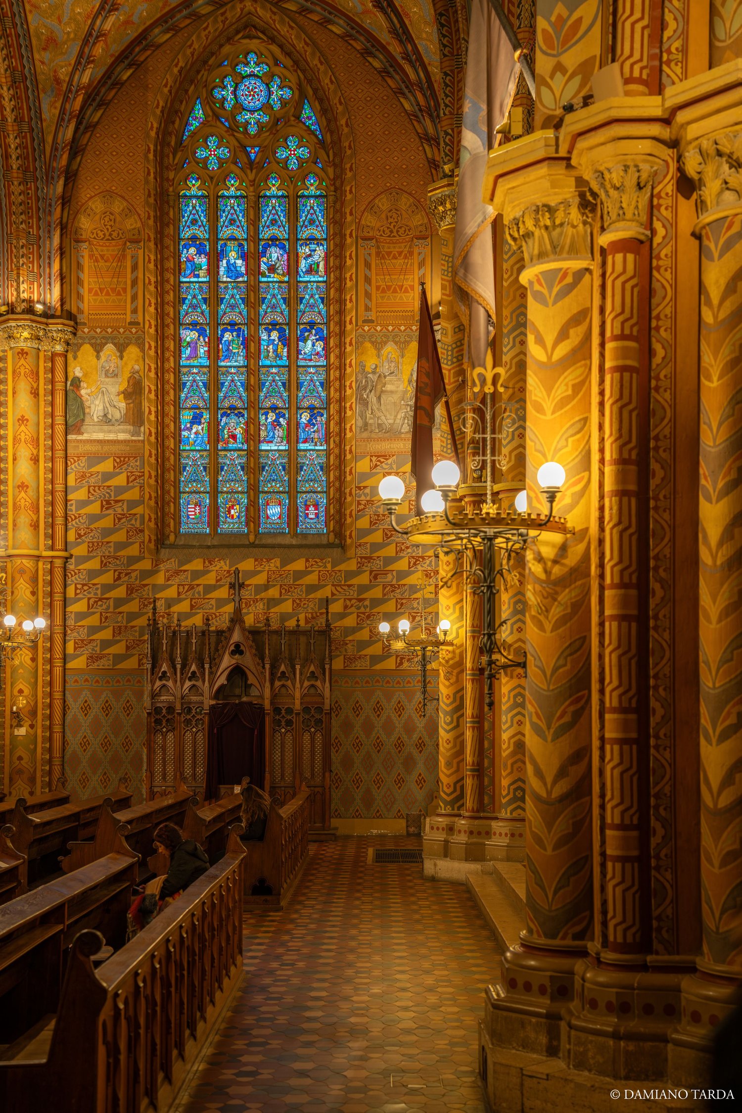 Budapest, Matthias Church, painted neo-Gothic interior (restoration by Frigyes Schulek, 1874-1896).
