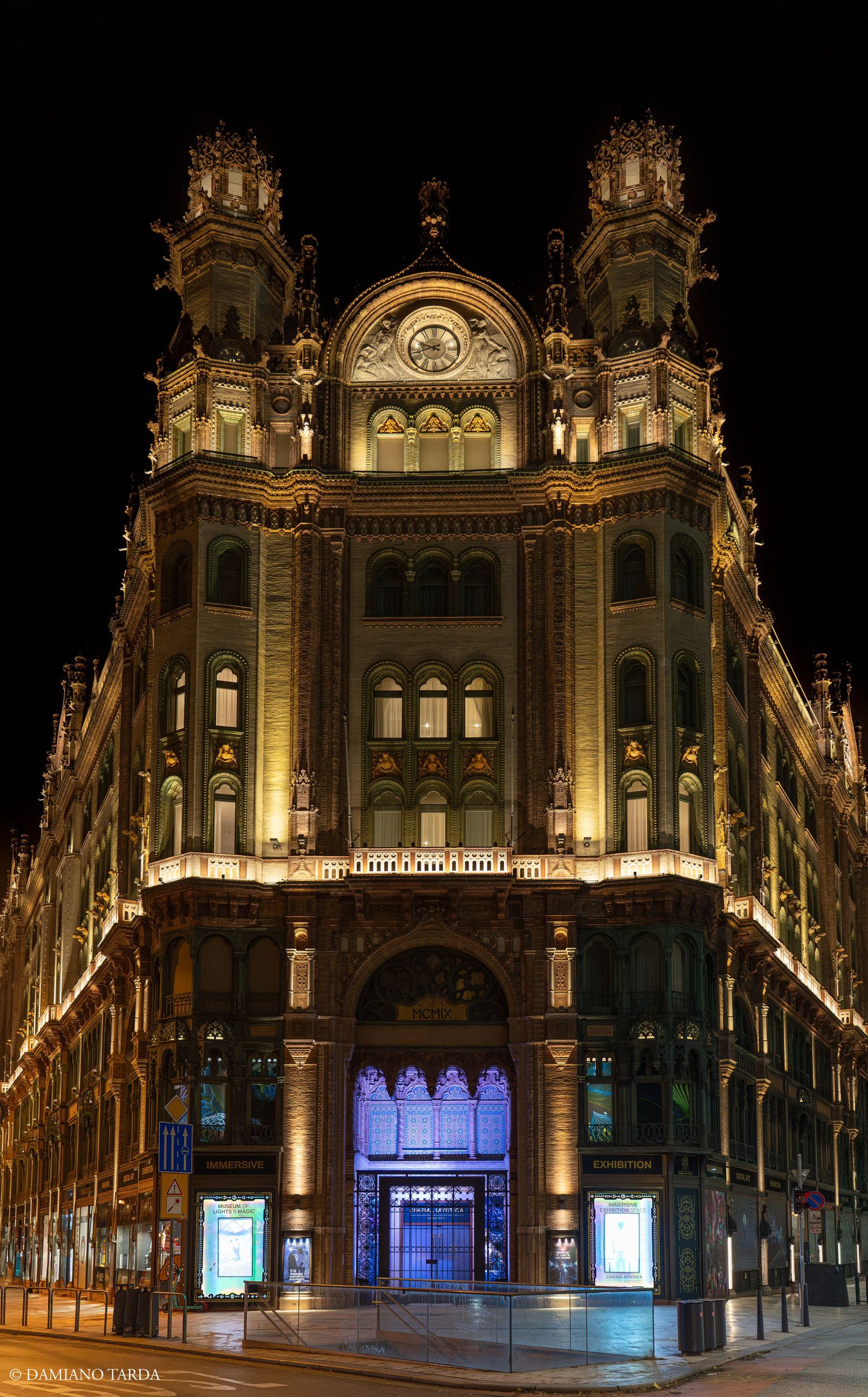 Budapest. Illuminated palace, night view, Hungary