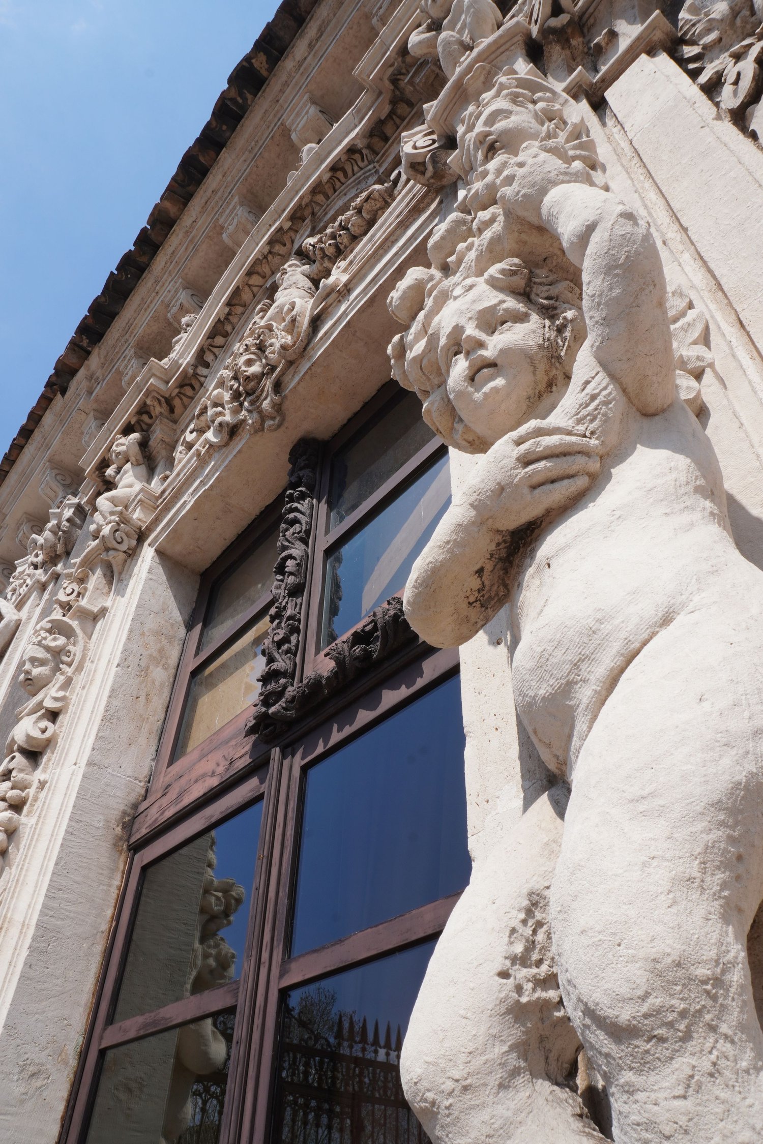 Detail of Baroque sculpture on a façade, Palazzo Biscari, Catania. Sicilian art and architecture photography