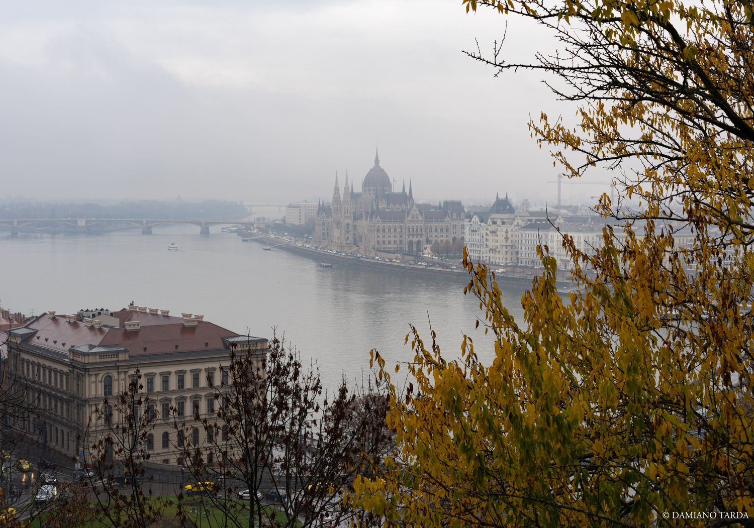 Landscape photograph of Budapest, the Parliament in the background, Hungary