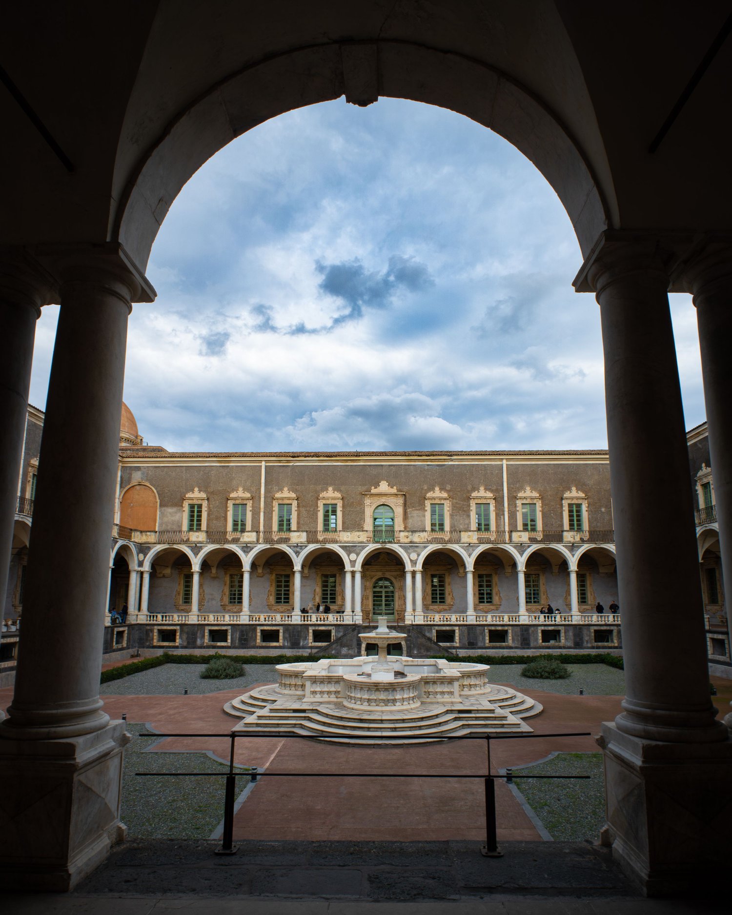 Benedictine Monastery, Cloister of the Marbles (West Cloister), Sicilian monastic architecture, fine art photography.