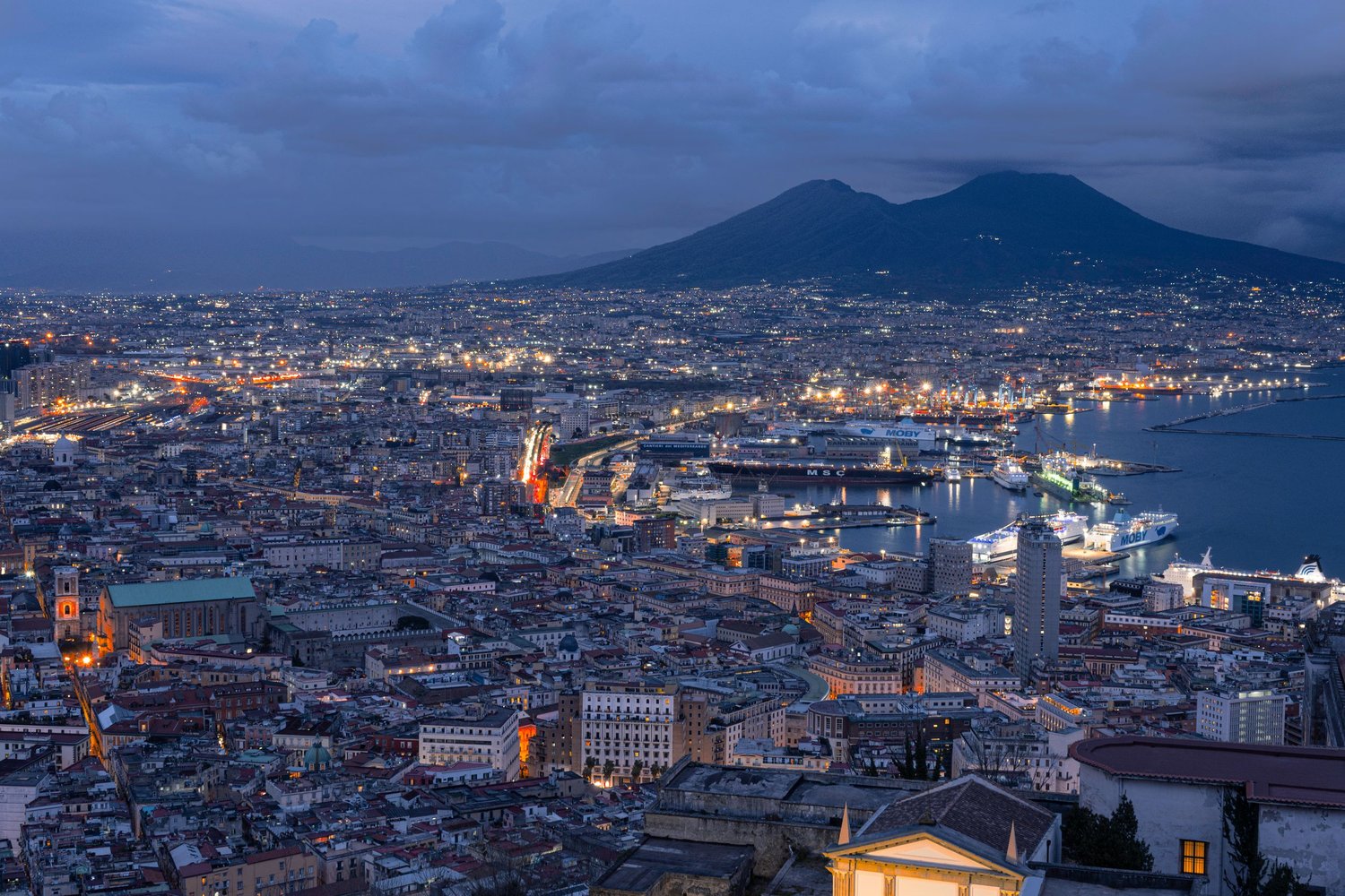 Night panorama of Naples seen from Castel Sant'Elmo
