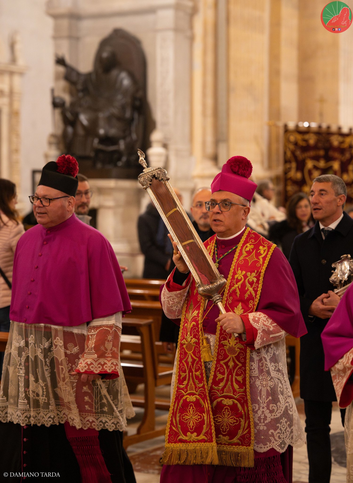 Prelates in procession in Catania Cathedral; one of them carries a relic of Saint Agatha.